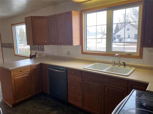 142 Mound Avenue, Pilot Mound, MB - Indoor Photo Showing Kitchen With Double Sink