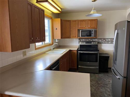 142 Mound Avenue, Pilot Mound, MB - Indoor Photo Showing Kitchen With Double Sink