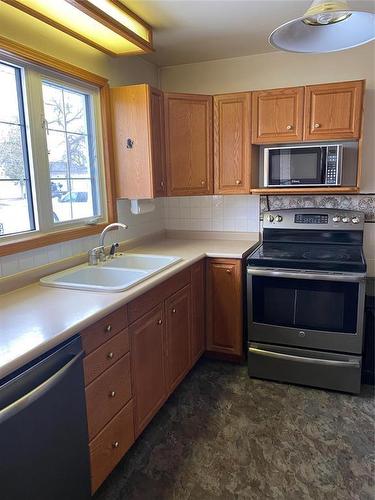 142 Mound Avenue, Pilot Mound, MB - Indoor Photo Showing Kitchen With Double Sink