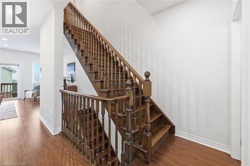 Beautiful wood staircase. - 122 E Dundas Street E Unit# 9, Waterdown, ON - Indoor Photo Showing Other Room