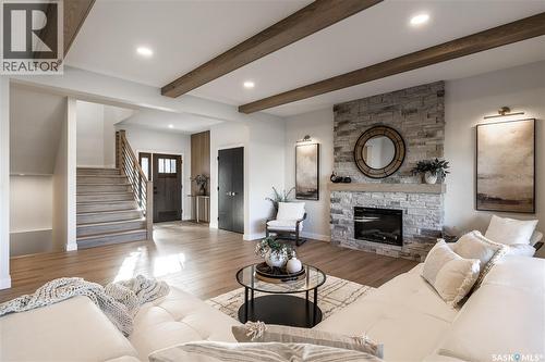 415 Sharma Crescent, Saskatoon, SK - Indoor Photo Showing Living Room With Fireplace