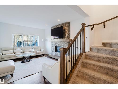 17539 61 St Nw, Edmonton, AB - Indoor Photo Showing Living Room With Fireplace
