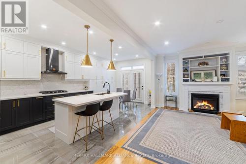 28 Preakness Drive, Toronto, ON - Indoor Photo Showing Kitchen With Fireplace With Upgraded Kitchen