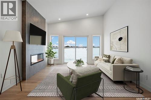 242 Doran Way, Saskatoon, SK - Indoor Photo Showing Living Room With Fireplace