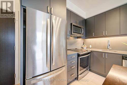 908 - 8 Nahani Way, Mississauga, ON - Indoor Photo Showing Kitchen With Stainless Steel Kitchen With Upgraded Kitchen