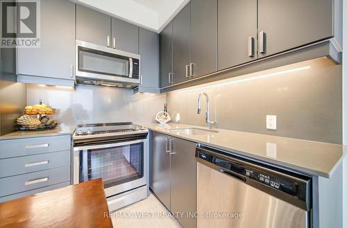 908 - 8 Nahani Way, Mississauga, ON - Indoor Photo Showing Kitchen With Stainless Steel Kitchen With Upgraded Kitchen