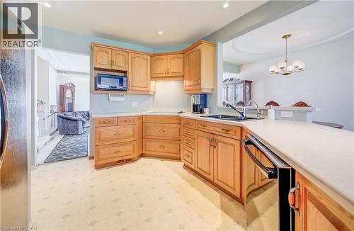 Kitchen featuring black appliances, pot lights - 564 Glen Manor Boulevard, Waterloo, ON - Indoor Photo Showing Kitchen With Double Sink
