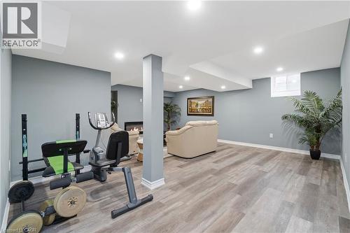 Spacious room with light gray walls, recessed lighting, and carpet free - 4 Macbean Crescent, Waterdown, ON - Indoor Photo Showing Gym Room