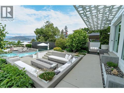 Built-in BBQ area - 4110 Lakeshore Road, Kelowna, BC - Outdoor With In Ground Pool
