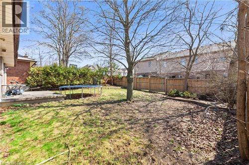 Fenced backyard with a trampoline and a residential view - 23 Amherst Drive, Kitchener, ON - Outdoor