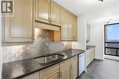 222 Jackson Street W Unit# 606, Hamilton, ON - Indoor Photo Showing Kitchen With Double Sink
