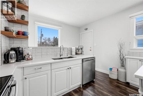 2709 24Th Avenue, Regina, SK - Indoor Photo Showing Kitchen With Double Sink