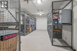 Dedicated storage cages provide practical space for belongings. - 