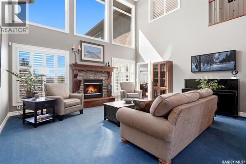 1514 Lakeridge Drive N, Regina, SK - Indoor Photo Showing Living Room With Fireplace