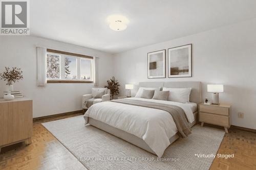 Virtually Staged Primary Bedroom w/natural  light - 1310 Ferguson Street, Ottawa, ON - Indoor Photo Showing Bedroom