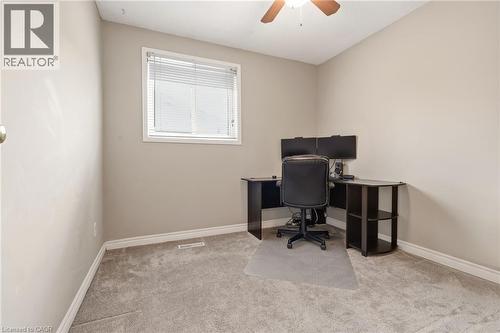 Room featuring a window with blinds, light-colored walls, and a ceiling fan - 2349 Middlesmoor Crescent, Burlington, ON - Indoor Photo Showing Office