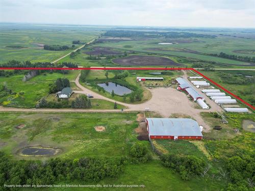 Green houses at back of barn are gone-only one on the end remains - 173038 60 (Kola) Road N, Virden, MB - Outdoor With View