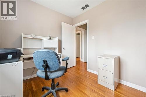 This room features warm hardwood floors and light-colored walls - 155 Hungerford Road, Cambridge, ON - Indoor Photo Showing Office