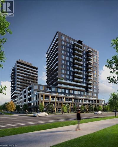The property is an architectural design with dark exterior finishes and features multiple levels of balconies - 4878 Powers Common Unit# 224, Burlington, ON - Outdoor With Balcony With Facade