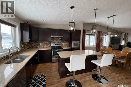 4301 Green Poplar Lane, Regina, SK - Indoor Photo Showing Kitchen With Stainless Steel Kitchen With Double Sink With Upgraded Kitchen