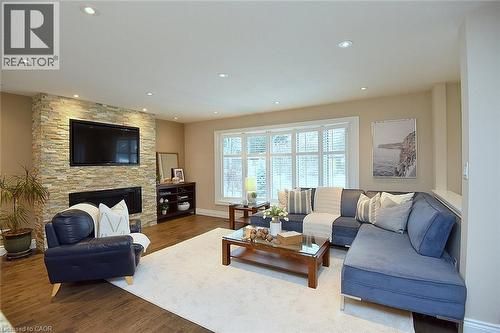 Open concept design - 626 Vanderburgh Drive, Burlington, ON - Indoor Photo Showing Living Room With Fireplace