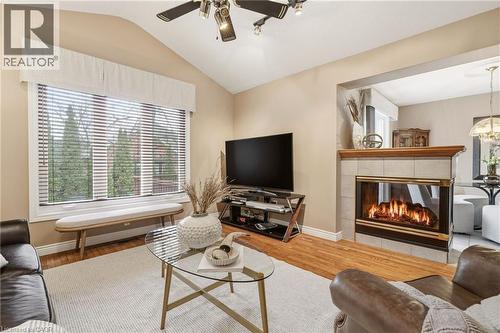 Spacious L.R. w/Vaulted Ceilings & Hardwood Floors. - 1156 Augustus Drive, Burlington, ON - Indoor Photo Showing Living Room With Fireplace