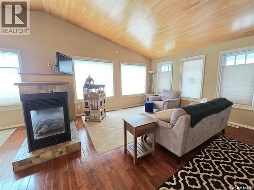 214 5Th Street, Milestone, SK - Indoor Photo Showing Living Room With Fireplace