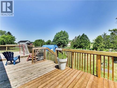 Multi-level wood deck featuring natural wood planks and protective railings - 9183 Silver Street, Caistor Centre, ON - Outdoor With Deck Patio Veranda With Exterior