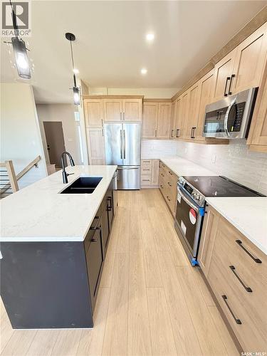 161 Delaet Drive, Weyburn, SK - Indoor Photo Showing Kitchen With Double Sink