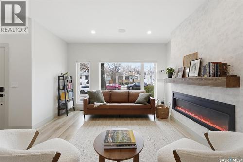 1314 Empress Avenue, Saskatoon, SK - Indoor Photo Showing Living Room With Fireplace