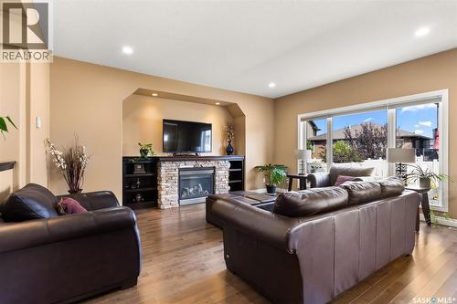 4813 Upson Road, Regina, SK - Indoor Photo Showing Living Room With Fireplace