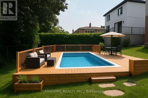 Backyard Above Ground Pool Rendering - 23 Hildegard Drive, Hamilton, ON - Outdoor With In Ground Pool With Backyard