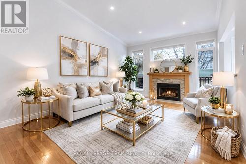 Virtually Staged - 114 Bartlett Private, Ottawa, ON - Indoor Photo Showing Living Room With Fireplace
