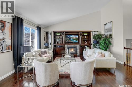 4839 Mazinke Crescent, Regina, SK - Indoor Photo Showing Living Room With Fireplace