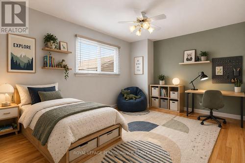 This bedroom is virtually staged. - 1582 Digby Street, Ottawa, ON - Indoor Photo Showing Bedroom