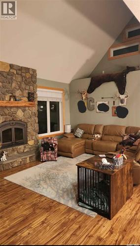 105 Francis Street, Francis, SK - Indoor Photo Showing Living Room With Fireplace
