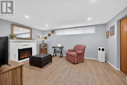 210 Columbia Drive, Hamilton, ON - Indoor Photo Showing Basement With Fireplace