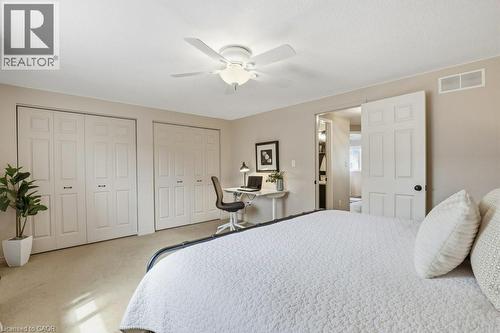 Large master bedroom with dual closets - 42 Fallowfield Drive Unit# 15, Kitchener, ON - Indoor Photo Showing Bedroom