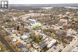 Aerial perspective showcasing a residential neighborhood with diverse housing styles - 