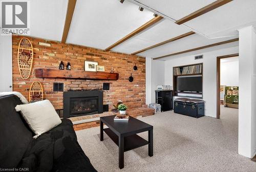 368 Carson Drive, Hamilton, ON - Indoor Photo Showing Living Room With Fireplace