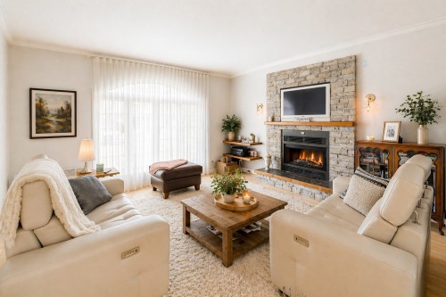Salon - 304 Rue Hardy, Saint-Basile, QC - Indoor Photo Showing Living Room With Fireplace