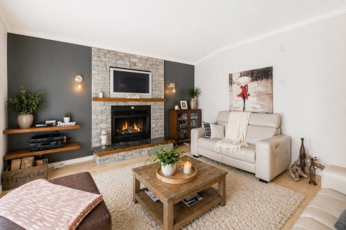 Salon - 304 Rue Hardy, Saint-Basile, QC - Indoor Photo Showing Living Room With Fireplace