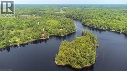 Expansive waterfront property featuring dense surrounding forests and a private island - 