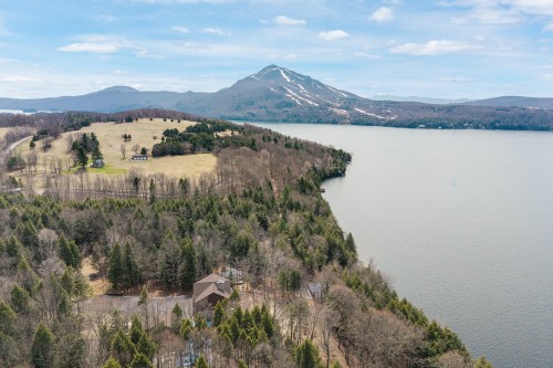Aerial View - 170 Ch. De L'Éléphant, Stanstead - Canton, QC - Outdoor With Body Of Water With View