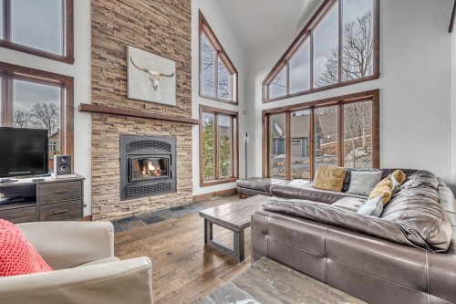 Living Room - 11Z Ch. Des Montagnards, Stoneham-Et-Tewkesbury, QC - Indoor Photo Showing Living Room With Fireplace