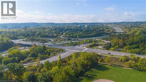 Aerial view of property and surrounding area featuring a major roadway and a tree filled landscape - 5391 King Street, Lincoln, ON 
