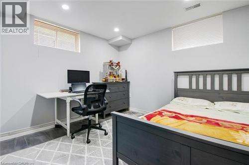 Bedroom with an office area, recessed lighting, and light wood-style floors - 49 Scots Pine Trail, Kitchener, ON - Indoor Photo Showing Office