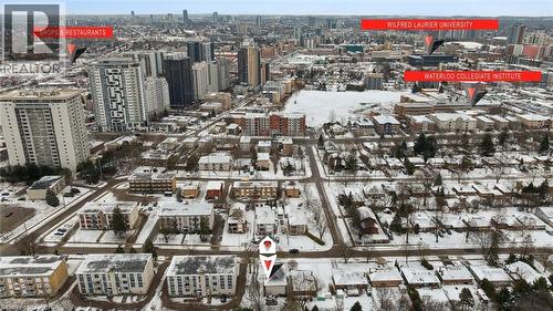 Aerial view of property and surrounding area with nearby urban area - 24 Austin Drive, Waterloo, ON - Outdoor With View