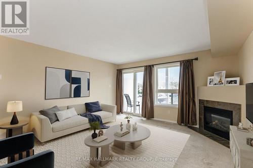 Virtually Staged Living Room/Dining Room - 896 Longfields Drive, Ottawa, ON - Indoor Photo Showing Living Room With Fireplace