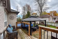 Deck From Patio Doors With Gazebo and Hot Tub - 